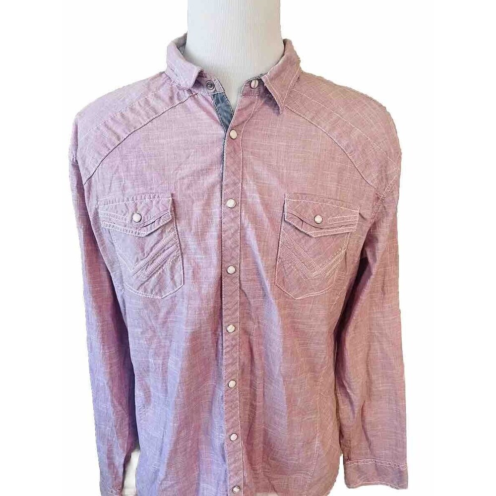 Buckle Black Western Shirt Mens XXL Athletic Fit Pearl Snaps Dusty Rose